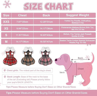 XS Dog Sweater with Leash Set D Ring Plaid Fleece Dog Clothes for Small Dogs Girl Boy Winter Pet Dress, Cold Weather Puppy Coat Winter Sweater for Chihuahua Yorkie Cat Puppy Costumes, XS