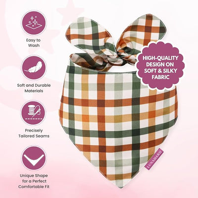 LunaMarie - Luxury Pet Birthday Bandanas -Premium & Silky Poly Fabric | 100% Handmade | Custom Shape Dual Layered (Autumn, X-Small)