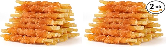 MON2SUN Dog Treats, 4.5-4.7 Inch Chicken Wrapped Codfish Sticks, Soft Chewy Training Treats for Small Dogs, Low-Fat Rawhide-Free Chews, 14.11 oz (40 Count) ×2