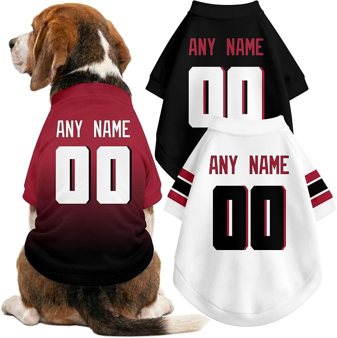 Atlanta Dog Clothes Jersey Style Personalized Pet T Shirt with Custom Name Number for Small Medium Large Dogs