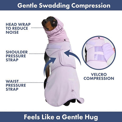 Spark Paws Anxiety Relief Vest for Dogs – Gentle Compression Dog Anxiety Suit, Calming Wrap for Separation Anxiety, Thunder, Fireworks, Suitable for Small Medium and Large Breeds - Purple - Size 2XL