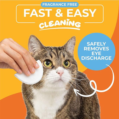 Dog & Cat Eye Wipes (100 Count) Hypoallergenic Eye & Face Wipes for Cats, Dogs - Pet Tear Stain Remover & Cleaner - Cleans & Removes Discharge, Crust, & Gunk (Unscented)
