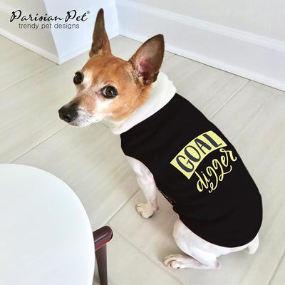Parisian Pet Dog Shirt – 100% Cotton Shirts for Large Dogs – Black Goal Digger Sleeveless Puppy Clothes – Lightweight Dog Apparel – Breathable Clothes for Dogs - Stretchy Funny Pet T Shirts