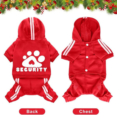 Dog Hoodie Security Clothes 4 Legs Jumpsuit Sweatshirt Hoodies Soft & Warm Dog Outfit Pullover Dog Winter Clothes Sweater for Small Medium Large Dogs Cats (Red, X-Large)