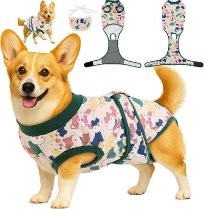 Surgery Recovery Suit for Female/Male Dog After Spay/Neuter, Bandana Set Included, Substitute E-Collar & Cone Anti Licking Wounds, Medium/Large/Small Dogs Body Surgical Suits, Pet Onesie, M