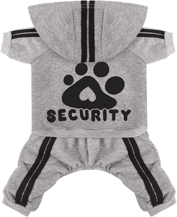 Dog Hoodie Security Clothes 4 Legs Jumpsuit Sweatshirt Hoodies Soft & Warm Dog Outfit Pullover Dog Winter Clothes Sweater for Small Medium Large Dogs Cats (Gray, Small)