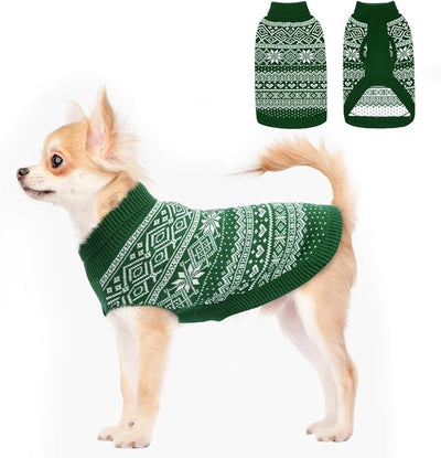 HOMIMP Dog Sweater Argyle - Warm Winter Clothes Puppy Soft Coat, Ugly Dog Sweater for Small Medium and Large Dogs, Pet Clothing Boy Girl, Green XXS