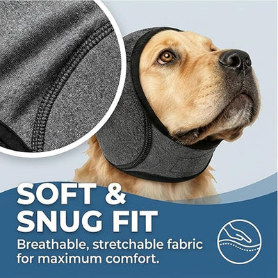 Zenpup Noise Cancelling Ear Wrap, Dog Ear Muffs Noise Protection Firework Thunder Vacuum, Elastic Dog Ear Wrap with Sound-Blocking Rubber Pads, No Shake, Adjustable (Beige, Medium)
