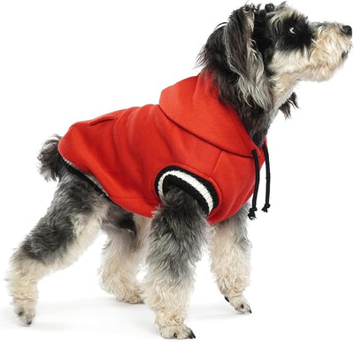 FUAMEY Dog Hoodie, Winter Dog Fleece Sweaters Pet Warm Sweatshirt with Pocket, Soft Warm Christmas Outfit Puppy Vest with Leash Hole for Small Medium Large Dogs Red XS
