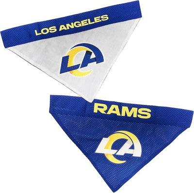 NFL DOG BANDANA - LOS ANGELES RAMS REVERSIBLE PET BANDANA. 2 Sided Sports Bandana with a PREMIUM Embroidery TEAM LOGO, Small/Medium. - 2 Sizes & 32 NFL Teams available