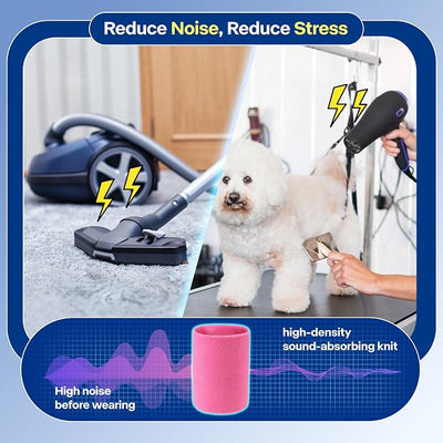 Dog & Cat Calming Band Cat Anxiety Relief Cover,Double Layer Thickened Pet Ears Elastic Neck Band Noise Cancelling Ear Muffs for Anxiety Relief/Noise Protection,Grooming,Thunder,Fireworks