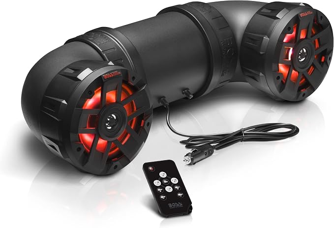 BOSS Audio Systems ATV65BRGB ATV Sound System - 6.5 Inch Speakers, Tweeters, IPX5 Weatherproof, Bluetooth, Built-in Amp, Multi-Color Illumination