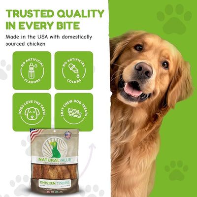 Loving Pets Natural Value All Natural Soft Chew Chicken Tenders Dog Treat, 14-Ounce