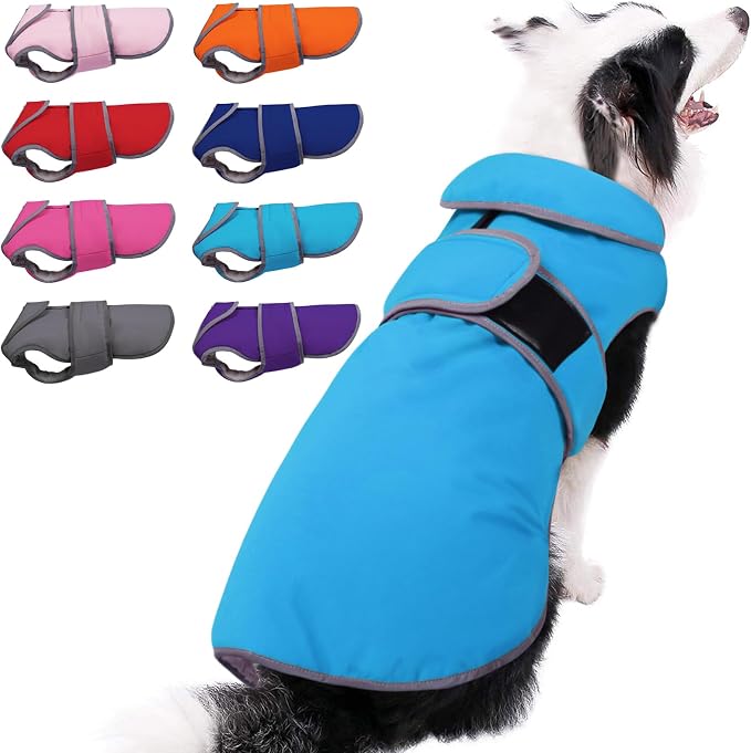 MIGOHI Warm Dog Coat Winter Dog Jacket,Waterproof Cold Weather Coats for Dogs,Fleece Jacket for Small Medium Large Dogs,Reflective Thick Fleece Vest with Leash Hole