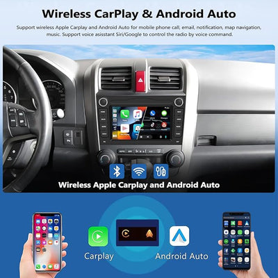 CAMECHO 2G+64G Android Car Radio for Honda CRV 2007-2011 7” Touchscreen Car Stereo with CarPlay Android Auto Bluetooth FM GPS SWC WiFi Backup Camera