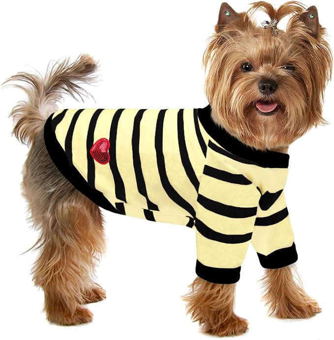 Dog Shirts for Large Dogs Cats, Dog Striped T-Shirts Dog Vest Pet Apparel Tee Shirts Spring Summer Suitable for Small and Medium Large Pets French Bulldog Bichon, Beige L
