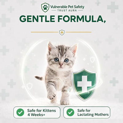 Liquid Dewormer for Cats & Kittens, Pyrantel Pamoate Oral Suspension, Removes Roundworm, Hookworm Broad Spectrum, with 1ml Dosing Syringe (50ml)