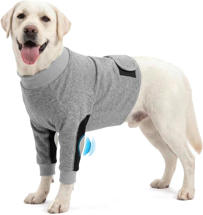 Dog Recovery Suit for Front Legs, Dog Elbow Protector with Padded Elbow Coverage to Stop Licking, Front Leg Sleeve for Hot Spots, Wounds, Hygroma, Calluses & Post-Surgery Care,Grey,M