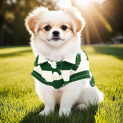 Dog Shirt Polo Shirt Striped Collar Puppy Clothes Summer Button Up Pet Clothes for Small Medium Dogs Cats for Boy Girl Pets (Green, X-Large)