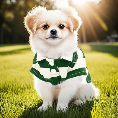 Dog Shirt Polo Shirt Striped Collar Puppy Clothes Summer Button Up Pet Clothes for Small Medium Dogs Cats for Boy Girl Pets (Green, XX-Large)
