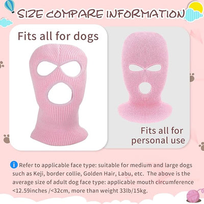 HOWWFALY Dog Halloween Christmas Costume Ear Muffs Noise Protection Knitted Dogs Ears Warm Hats Dog Robbers & Thieves Mask Funny Pet Cosplay for Medium Large Dog(Pink Mask)