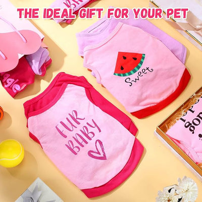 Reginary 8 Pieces Dog Shirts Girl Small Dog Clothes for Chihuahuas Yorkies Female Puppy Shirts Printed Pet Outfit Cute Breathable Soft Valentine's Day Doggie Cat Lovers Gift(Cute Pattern,Size S)