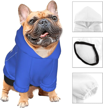 Dog Clothes, Custom Dog Hooded Sweatshirt, Personalized Pet Costume Robe Shirt with Text/Image/Club Name/Pet Shop Logo for Small Medium Large Dogs and Cats, RoyalBlue, XS