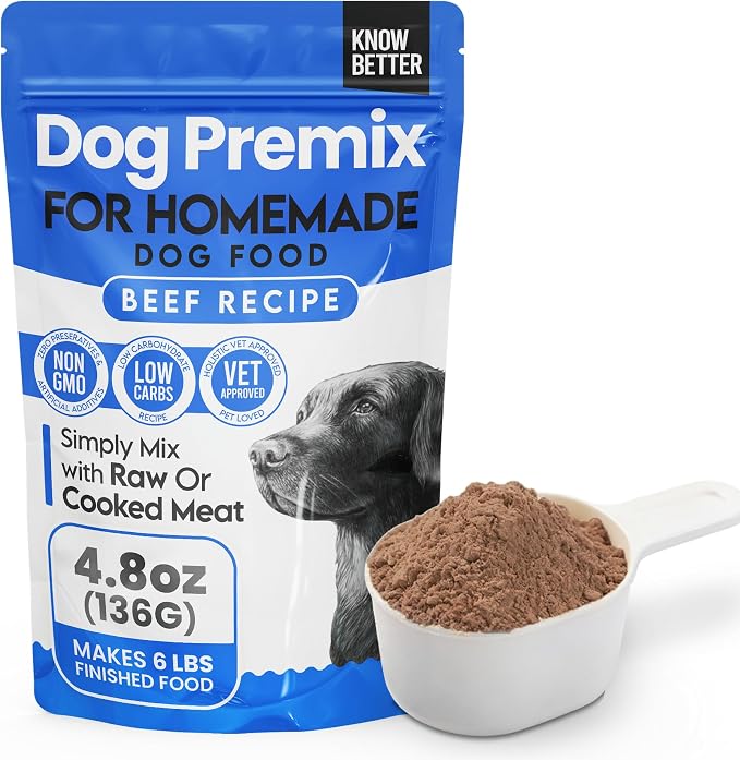 Know Better Beef Recipe Homemade Dog Food Premix - Complete Raw or Homemade Dog Meal Mix for Small Dogs - Puppies & Adults - Easy-to-Prepare Balanced Nutrition - Pet Supplies - 4.8 Oz