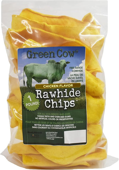 Chips Chicken Flavor 1-Pound Bag - Premium Large Dog Rawhide Chews - Ideal for Agressive Chewers Dog Rawhide Treats - Durable Rawhide Bones for Large Dogs