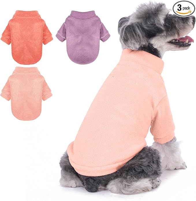 GYALAPERI Dog Sweater, 3 Pack Dog Sweaters for Small Dogs Girl Boy, Ultra Soft Warm Puppy Clothes Dog Coat for Winter (Rose+Lt Pink+Lt Purple, Small)