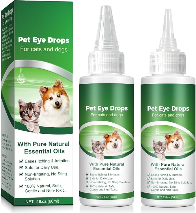 VOSIFSDIY Eye Drops for Dogs, 2PCS Cats and Dogs Eye Drops, Dog Eye Infection Treatment Relieve Eyes Itching & Irritation, Pink Eye & Allergies Symptoms Safe & Gentle Formula