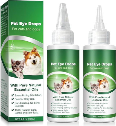 VOSIFSDIY Eye Drops for Dogs, 2PCS Cats and Dogs Eye Drops, Dog Eye Infection Treatment Relieve Eyes Itching & Irritation, Pink Eye & Allergies Symptoms Safe & Gentle Formula