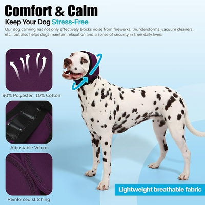 Dog Ear Muffs Wrap for Hematoma, Bathing, Drying, Swimming & Noise Anxiety Relief- Elastic Waterproof Ear Protection with Calming Hoodie Design for Grooming