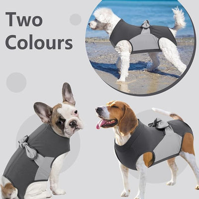 SAWMONG Dog Recovery Suit Male, Cotton Zipper Recovery Suit for Dogs, Dog Onesie for Surgery Female Neuter Bodysuit Prevent Licking Wounds Male, Substitute E-Collar & Cone(Gray, X-Small)