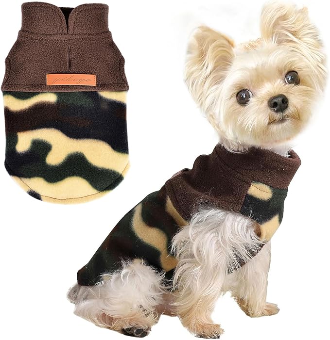 XXS Dog Sweaters for Small Dogs Girl Dog Clothes for Small Dogs Boy Girl Winter Stretch Sweatshirt Warm Puppy Sweater for Chihuahua Teacup Yorkie Pet Outfit Clothing Apparel (XX-Small, Camouflage)
