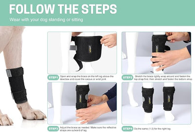 Dog Brace Front Leg Wrist Support, Canine Dog Carpal Brace Splint, Prevents Injuries and Sprains, Protects Carpus Joint Wounds Heals, Helps with Loss of Stability Caused by Arthritis