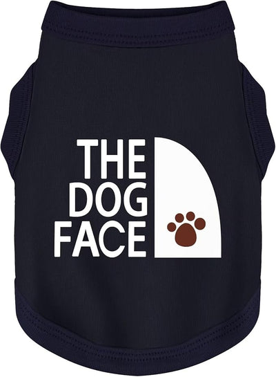 Personality Canine Attire: Soft, Lightweight Cotton Dog Clothes with 'The Dog Face' Print. Small and Medium Breeds, Perfect for Everyday Wear, Comfortable and Breathable Pet Shirt Dark Blue XXL