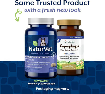 NaturVet – Coprophagia Stool Eating Deterrent Plus Breath Aid | Deters Dogs from Consuming Stool | Enhanced with Breath Freshener, Enzymes & Probiotics | 60 Chewable Tablets