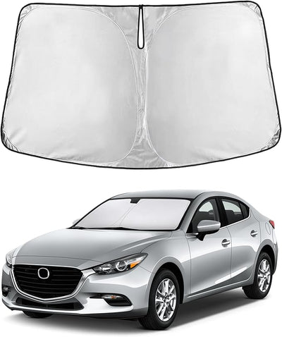 EcoNour Windshield Sunshade Compatible for Mazda 3 2014-2024 2025 2026, Sun Visor for Front Windshield & Window Sun Shade Cover, UV Heat Blocker & Protector, Car Accessories