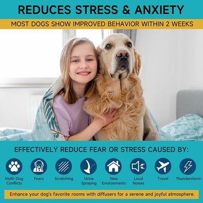 Woyamay Dog Calming Diffuser - Dog Pheromones Calming Diffuser for Dog Anxiety Relief 3-in-1 Dog Pheromone Diffuser Kit with 1 Diffuser + 2 Refill 48ml Vial - 60 Days Pheromone Diffuser to Calm Dogs