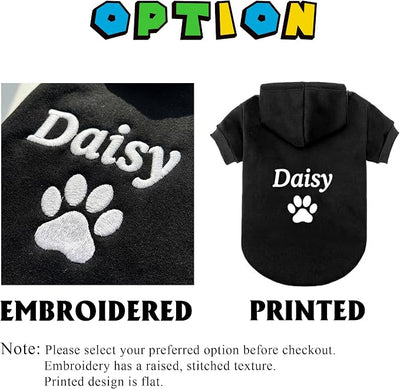 Personalized Dog Hoodie with Name/Text, Custom Embroidered or Printed Dog Sweater, Warm Winter Hoodie for Puppies, Cute Birthday Outfit, Unique Gift for Pet Lovers, A1