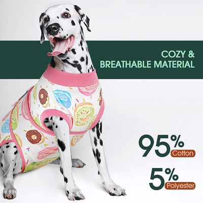 Kuoser Dog Surgery Recovery Suit, Soft Breathable Dog Recovery Suit for Female Spay Male Nueuter, Anti Licking Puppy Onesie Pet Surgical Suit for Dogs Abdominal Wounds Skin Disease, Donut XS