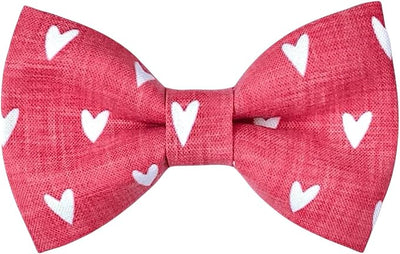 Detachable Dog Bow Tie, Slide-On Pet Bowtie for Collars, Stylish Durable Dog Lover Accessory Small, Medium & Large Dogs (Red Heart, Small (3.5in Wide))