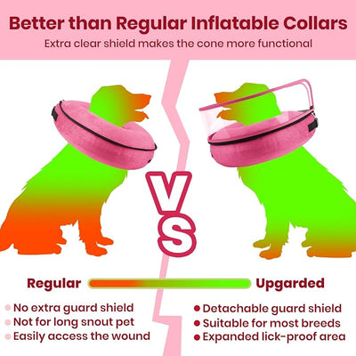 BARKLESS Dog Cone, Inflatable Dog Cone After Surgery, Soft Surgery Collar with Enhanced Anti-Licking Guard Shield for Pets, Patented Protective Donut Collar (Hot Pink, XL (Neck: 18"-23"))