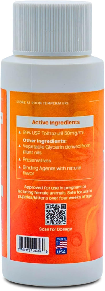 Toltrazuril 5.0% for Horses, Dogs, Cats, 60mL/2 Ounce, for Non-Food Chain Animals, Peanut Butter