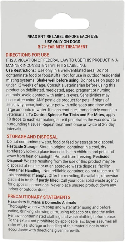 Miracle Care R7 Ear Mite Treatment and Ear Cleaner Kit for Dogs, 1 Ounce Bottles of Each, Controls Ticks and Mites
