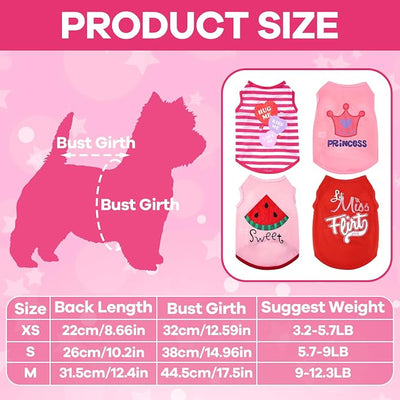 hoyuwak 4 Pieces Pet Shirts Funny Dog Printed Clothes Cool Breathable Puppy Sleeveless Vests Dog Outfit for Summer