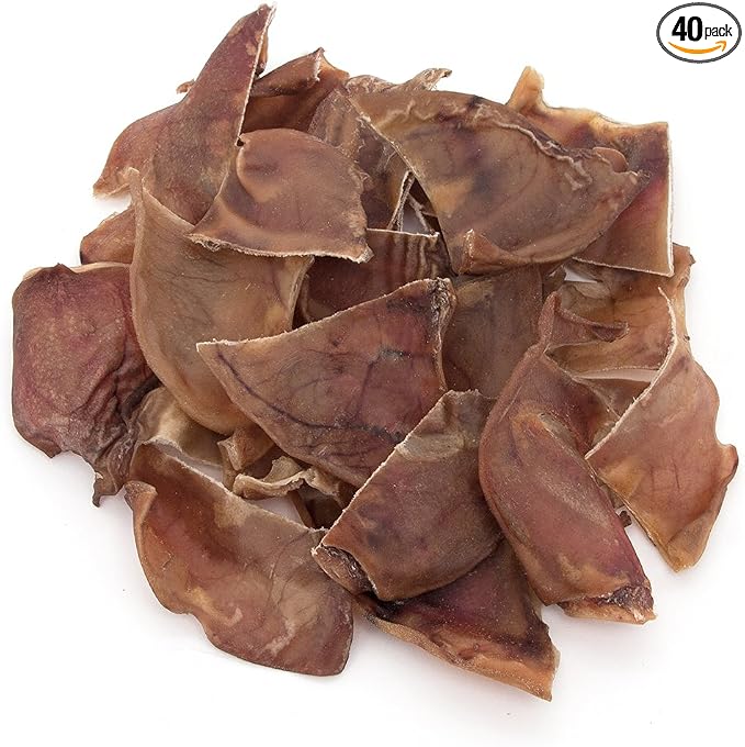 Best Pet Supplies GigaBite Half-Cut Pig Ears for Dogs, 40 Pack - All-Natural Slow-Roasted Chews that Clean Teeth and Satisfy Aggressive Chewers