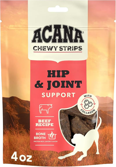 ACANA Chewy Strips Limited Ingredient Dog Treats Beef Recipe with Hip & Joint Support 4oz Bag