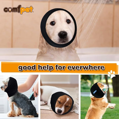 Ear Wraps for Dogs Cats, Dog Snood for Ear Hematoma, Pet Ear Muffs for Anxiety Relief Noise Canceling, Ear Cover The Grooming & Force Drying, Calming Dog Neck and Ear Warmer, Ear Care, Black L